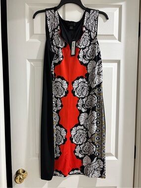 Worthington sleeveless black/red/white knee length dress size large NWT